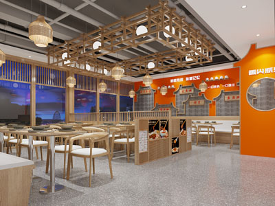 新中式饭店餐馆就餐区