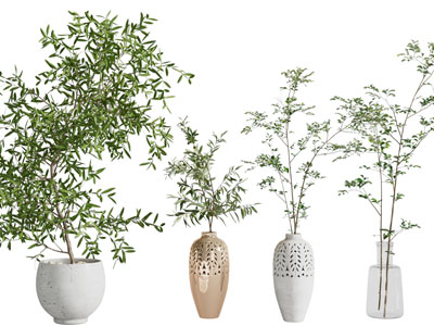 现代镂空花纹花瓶花卉、盆栽植物