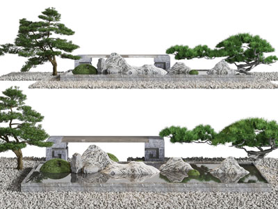 新中式松树假山景观园艺小品