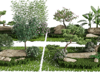 现代公园花草树木景观园艺小品