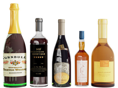 现代香槟、红酒酒瓶