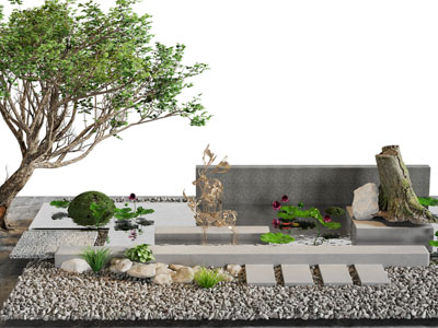 新中式水池、莲花景观园艺小品