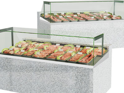 现代生鲜肉品保鲜展柜、货架