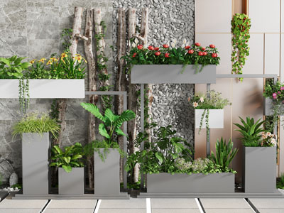 现代盆栽植物景观园艺小品