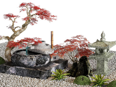 新中式石磨水景、石头景观园艺小品