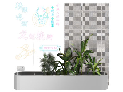 现代花坛花草植物、装饰灯景观园艺小品
