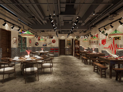 工业风loft饭店餐馆就餐区