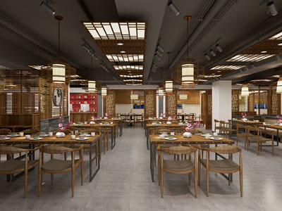 新中式饭店餐馆就餐区