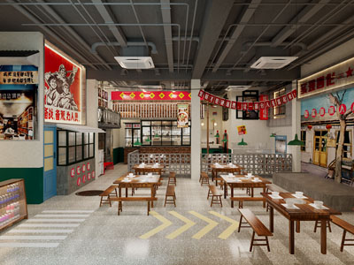 工业风loft饭店餐馆就餐区