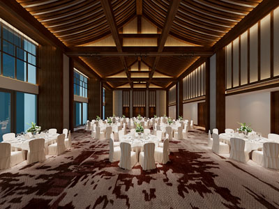 新中式酒店婚庆大厅宴客厅、就餐区