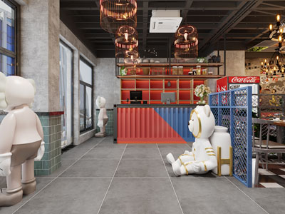 工业风loft饭店餐馆前台接待区