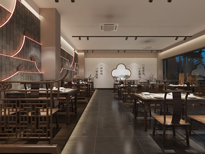 新中式饭店餐馆就餐区