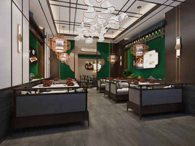 新中式饭店餐馆就餐区