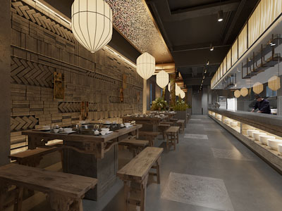 新中式饭店餐馆火锅店就餐区
