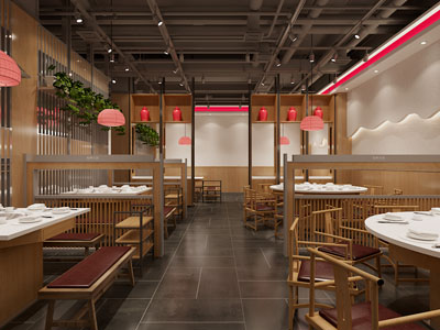 新中式饭店餐馆就餐区
