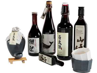 现代酒坛、酒瓶酒杯
