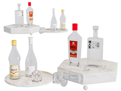 现代白酒酒瓶酒杯