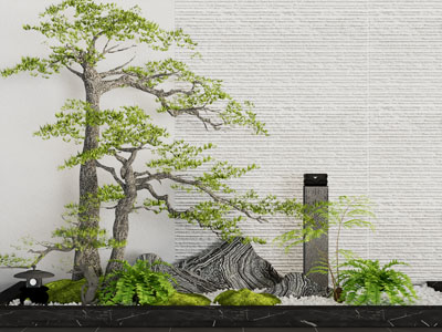 新中式松树 假山室内景观园艺小品