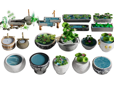新中式石槽 水槽 水景 荷花池