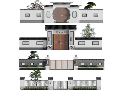 新中式围墙 庭院大门