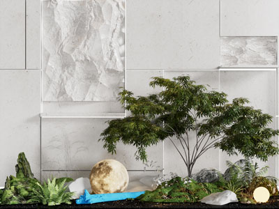 现代花草树木、草坪灯景观园艺小品