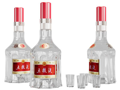 现代白酒酒瓶酒杯