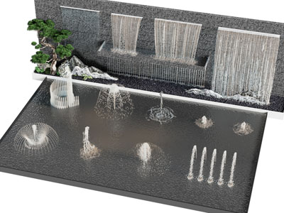 现代瀑布 喷泉水景景观园艺小品