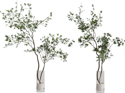 现代玻璃花瓶树枝摆件