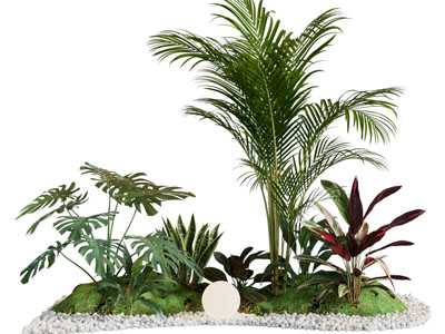 现代花草石头景观园艺小品