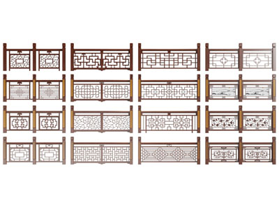 新中式实木围栏 护栏 栏杆