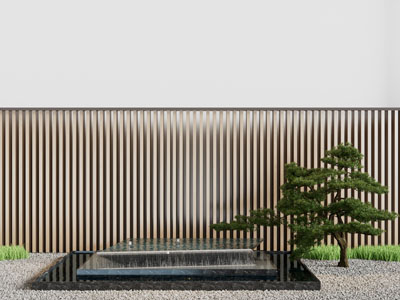 新中式喷泉 松树 景观园艺小品