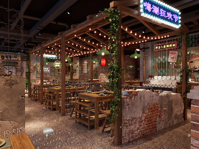 工业风loft饭店餐馆 火锅店