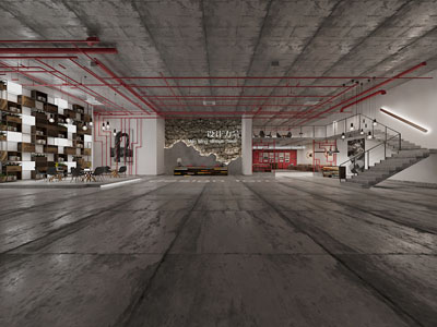 工业风loft设计公司大堂前台接待