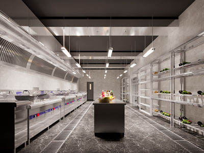 工业风loft饭店后厨