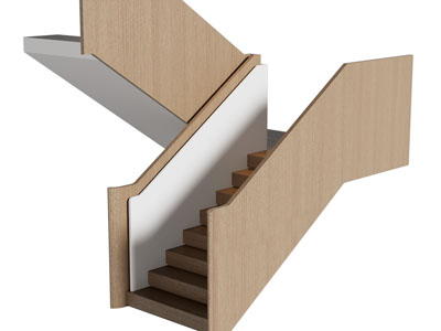 现代实木扶手的旋转楼梯