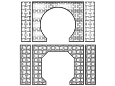 新中式镂空隔断 门拱