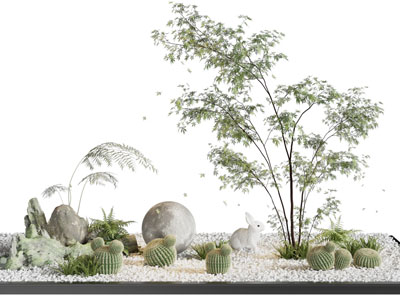 现代花坛 石头 花草景观园艺小品