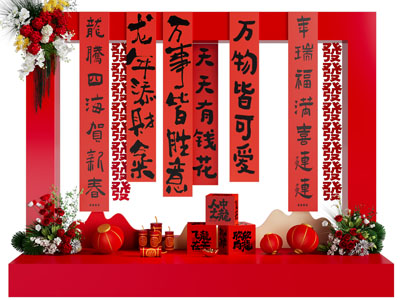 新中式新年节日美陈 摆件组合 户外装置