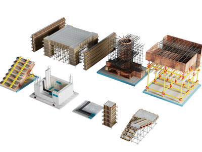 现代建筑工地 施工样板 钢筋架