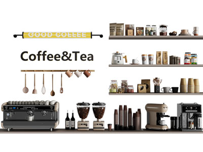 现代咖啡机 亚克力广告灯箱 茶具杯子