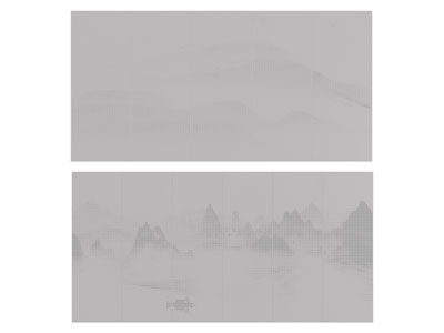 新中式山水透光板 背景墙 装饰板 铝单板