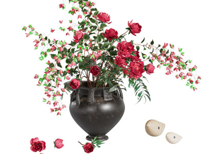 现代陶艺花瓶花卉