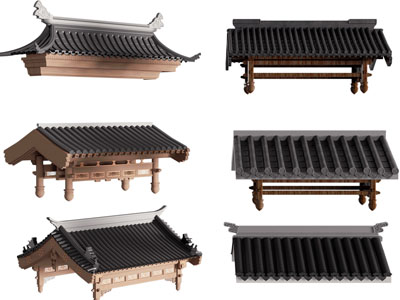 新中式瓦片屋檐 屋顶 建筑构件