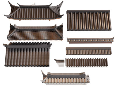 新中式瓦片屋檐 建筑构件