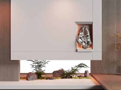 新中式室内景墙 花卉植物景观园艺小品