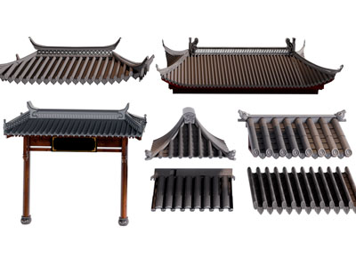 新中式屋檐 屋顶 门洞 建筑构件