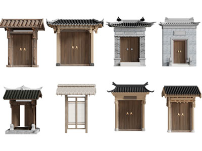新中式庭院大门 木门 双开门
