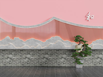 新中式景观背景墙