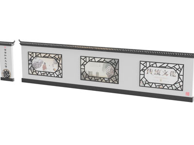新中式装饰宣传画的围墙 景观墙