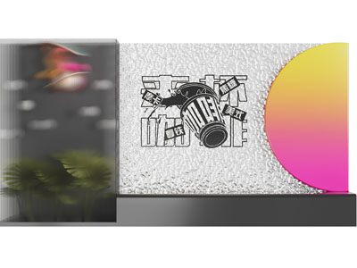 现代咖啡厅水波纹金属背景墙